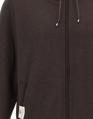 DEVORE Felpa con zip in misto lana BROWN Uomo 
