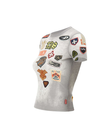 DIESEL T-shirt con stampa patch all over GREY Donna 