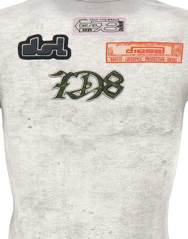 DIESEL T-shirt con stampa patch all over GREY Donna 
