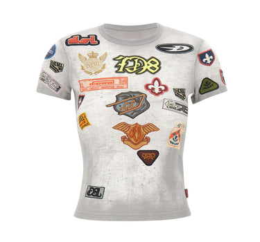 DIESEL T-shirt con stampa patch all over GREY Donna 