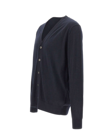 DIKTAT Cardigan in lana merinos ultrafina BLUE Uomo 