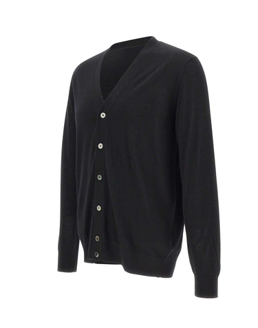 DIKTAT Cardigan in lana merinos ultrafina BLACK Uomo 