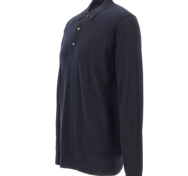 DIKTAT Polo in lana merinos ultrafina BLUE Uomo 