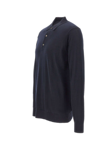 DIKTAT Polo in lana merinos ultrafina BLUE Uomo 