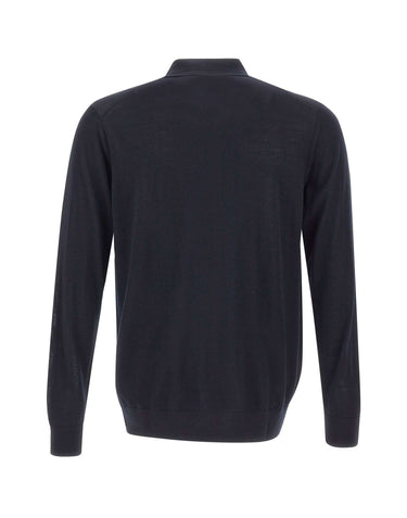 DIKTAT Polo in lana merinos ultrafina BLUE Uomo 