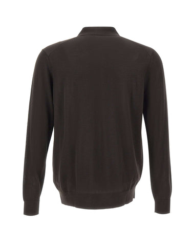 DIKTAT Polo in lana merinos ultrafina BROWN Uomo 