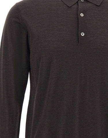 DIKTAT Polo in lana merinos ultrafina BROWN Uomo 