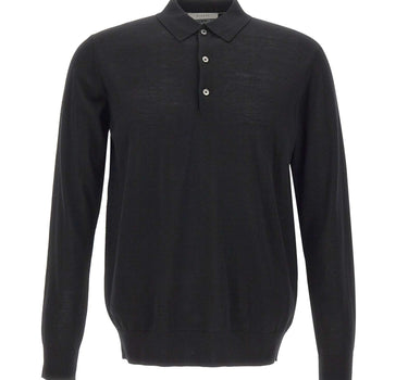 DIKTAT Polo in lana merinos ultrafina BLACK Uomo 