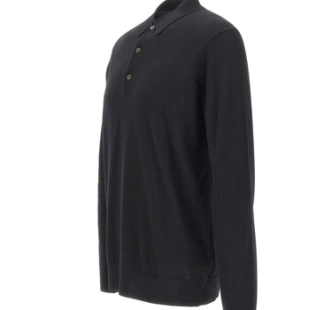 DIKTAT Polo in lana merinos ultrafina BLACK Uomo 