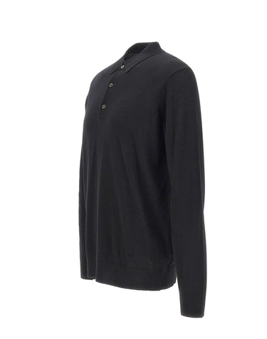 DIKTAT Polo in lana merinos ultrafina BLACK Uomo 