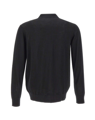 DIKTAT Polo in lana merinos ultrafina BLACK Uomo 