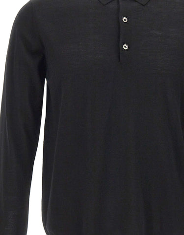 DIKTAT Polo in lana merinos ultrafina BLACK Uomo 