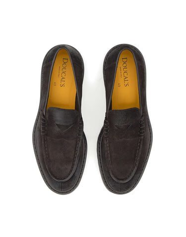 DOUCAL'S Mocassini in pelle scamosciata BROWN Uomo 