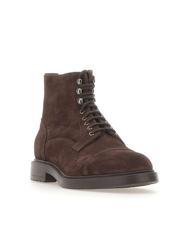 DOUCAL'S Stivaletti stringati in suede BROWN Uomo 
