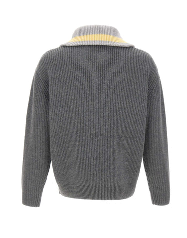 DROLE DE MONSIEUR Maglione trucker con mezza zip GREY Uomo 