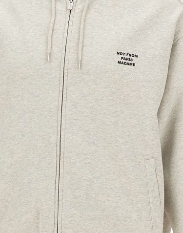 DROLE DE MONSIEUR Felpa con zip e slogan GREY Uomo 
