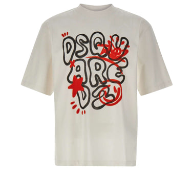DSQUARED2 T-shirt con stampa logo WHITE Uomo 