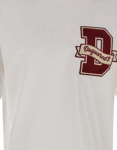 T-shirt in cotone con patch logo S74GD1605 D20033100 DSQUARED2 