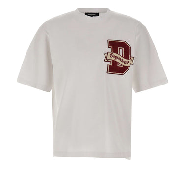 T-shirt in cotone con patch logo S74GD1605 D20033100 DSQUARED2 