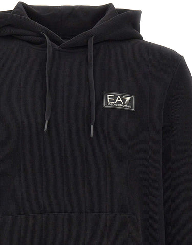 EA7 Felpa in cotone con cappuccio BLACK Uomo 