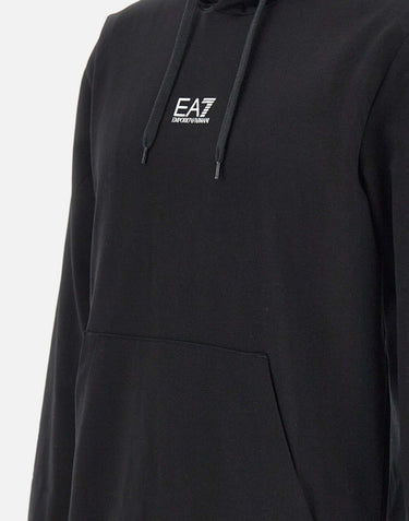 EA7 Felpa in cotone "Core identity" BLACK Uomo 