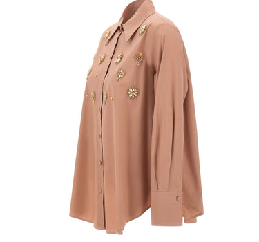 ELENA MIRO' Camicia in cotone con ricamo gioiello Pink Donna 