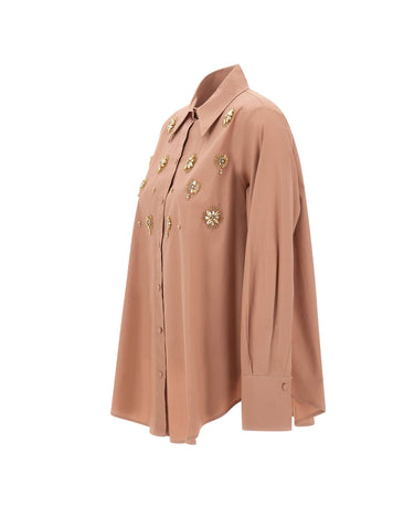 ELENA MIRO' Camicia in cotone con ricamo gioiello Pink Donna 