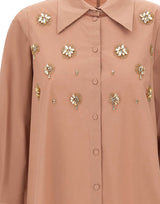 ELENA MIRO' Camicia in cotone con ricamo gioiello Pink Donna 