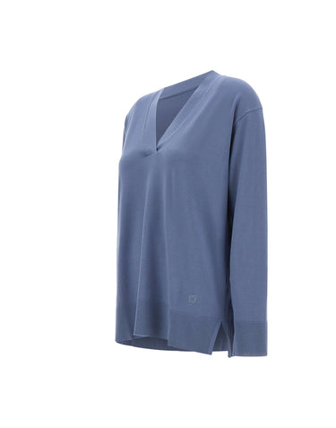 ELENA MIRO' Maglia con scollo a V Light Blue Donna 