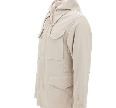 ELEVENTY Giacca con pettorina in cotone tencel WHITE Uomo 