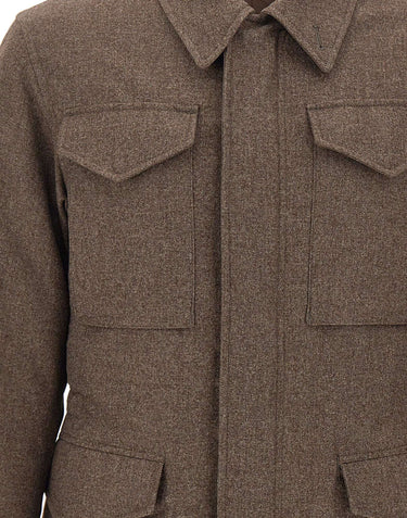 ELEVENTY Giacca in lana con tasconi BROWN Uomo 