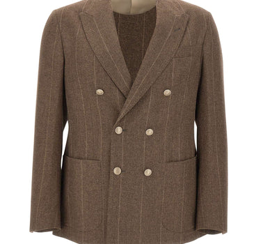 ELEVENTY Blazer doppiopetto in lana e cashmere BROWN Uomo 