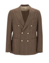ELEVENTY Blazer doppiopetto in lana e cashmere BROWN Uomo 