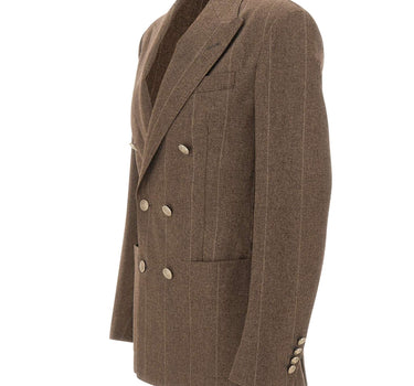 ELEVENTY Blazer doppiopetto in lana e cashmere BROWN Uomo 