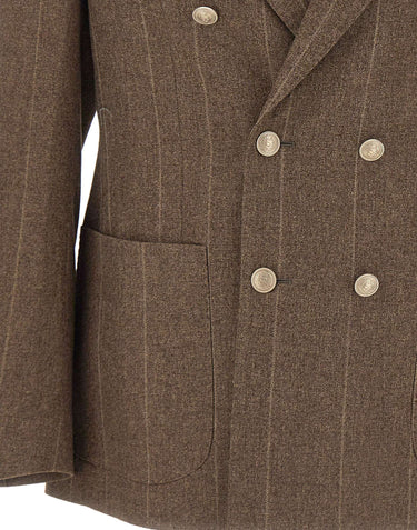 ELEVENTY Blazer doppiopetto in lana e cashmere BROWN Uomo 
