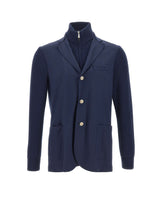 ELEVENTY Giacca monopetto in jersey di lana BLUE Uomo 