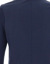 ELEVENTY Giacca monopetto in jersey di lana BLUE Uomo 
