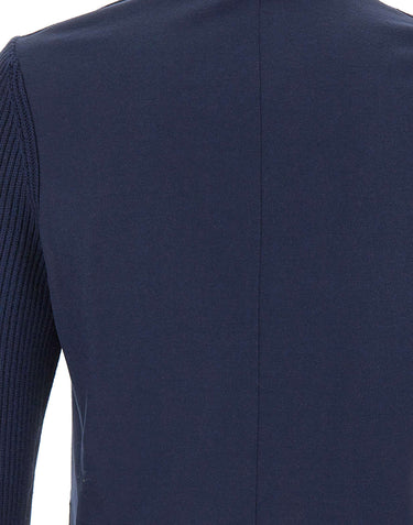 ELEVENTY Giacca monopetto in jersey di lana BLUE Uomo 