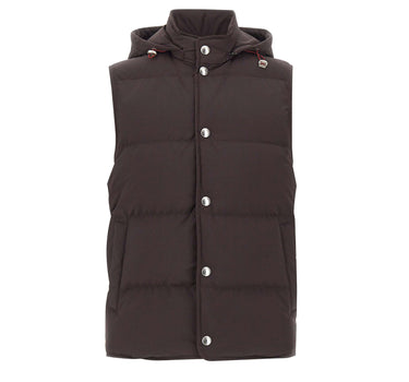 ELEVENTY Gilet imbottito in misto lana BROWN Uomo 