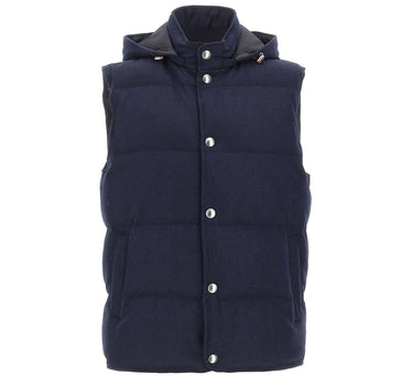 ELEVENTY Gilet imbottito in cashmere BLUE Uomo 