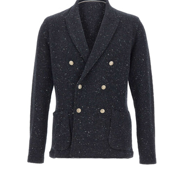 ELEVENTY Blazer doppiopetto in lana e Cashmere BLUE Uomo 