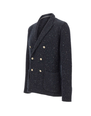 ELEVENTY Blazer doppiopetto in lana e Cashmere BLUE Uomo 