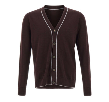 ELEVENTY Cardigan doppio bordino BROWN Uomo 