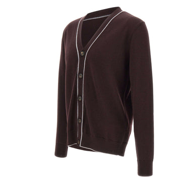 ELEVENTY Cardigan doppio bordino BROWN Uomo 