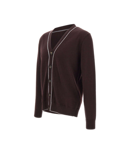ELEVENTY Cardigan doppio bordino BROWN Uomo 