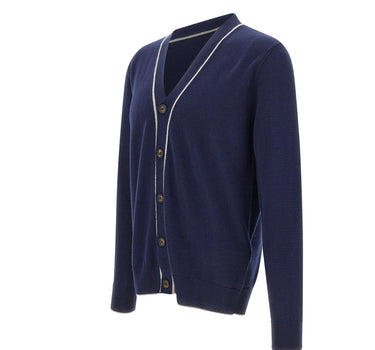 ELEVENTY Cardigan doppio bordino BLUE Uomo 