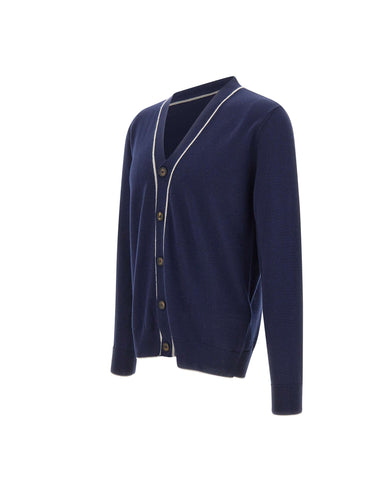 ELEVENTY Cardigan doppio bordino BLUE Uomo 