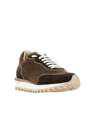 ELEVENTY Sneakers in pelle scamosciata e tessuto BROWN Uomo 