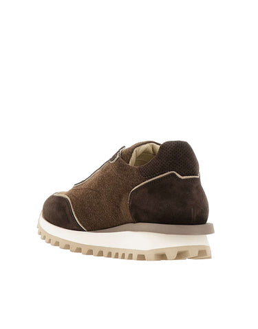 ELEVENTY Sneakers in pelle scamosciata e tessuto BROWN Uomo 