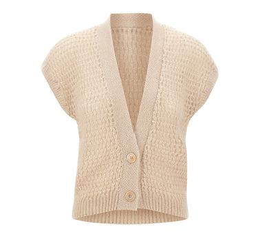 ELEVENTY Cardigan smanicato in mohair e seta BEIGE Donna 